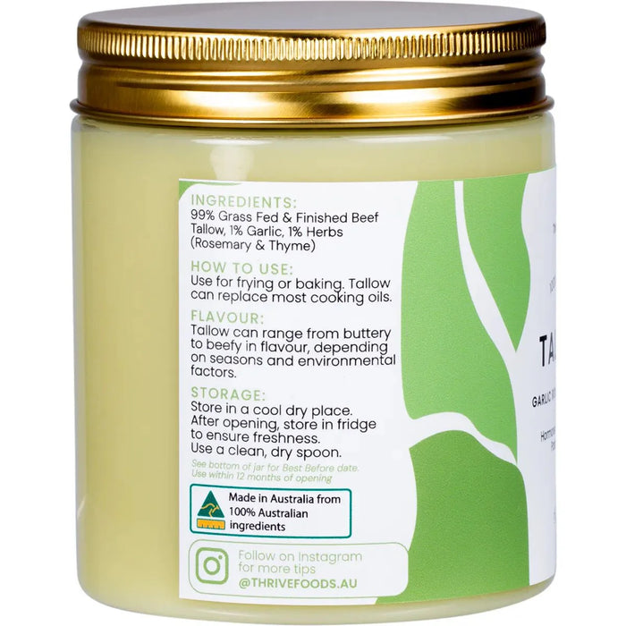 100% Grass Fed Tallow - Garlic, Rosemary & Thyme - 250ml - Carnivore Store
