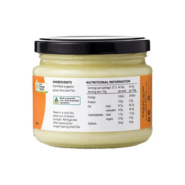 Organic Grass Fed Beef Tallow - 275g - Yo Keto