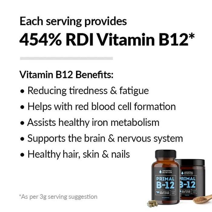 Primal B12 Capsules - 120 Capsules - Carnivore Store
