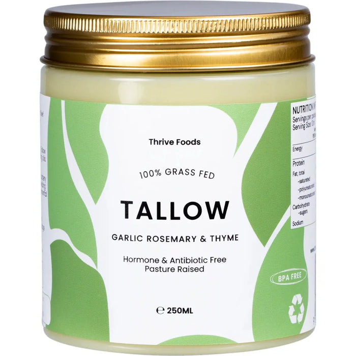 100% Grass Fed Tallow - Garlic, Rosemary & Thyme - 250ml - Carnivore Store