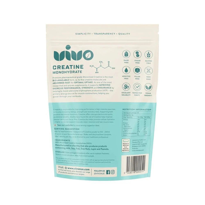 100% Pure Creatine Monohydrate - 200g - Vivo