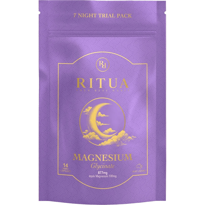 7 Night Trial Pack Magnesium Glycinate - 14 Capsules by Ritua in purple resealable pouch from OOS and oospacks collections
