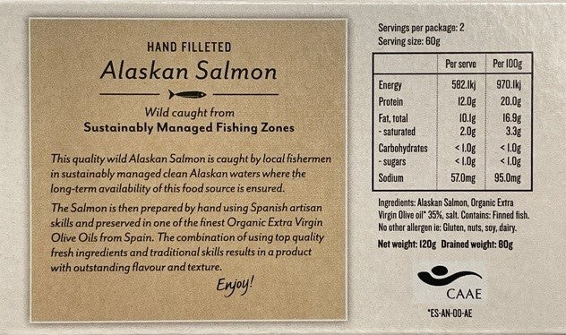Alaskan Salmon Fillets in Brine  - 120g Can x 10