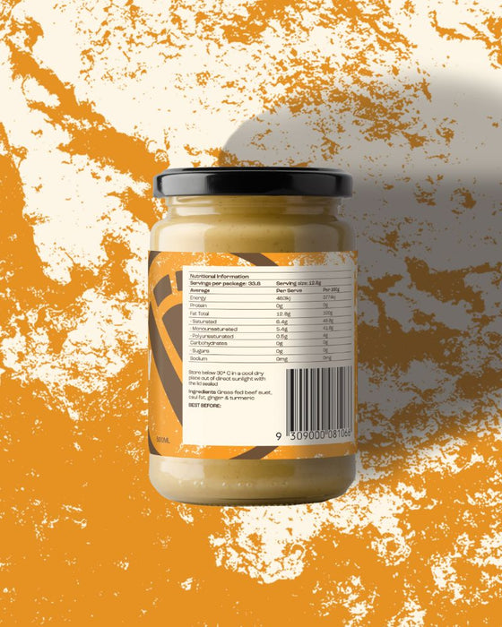 Grass Fed & Finished Tallow - Ginger Tumeric - 250ml - Best Before 20/09/24