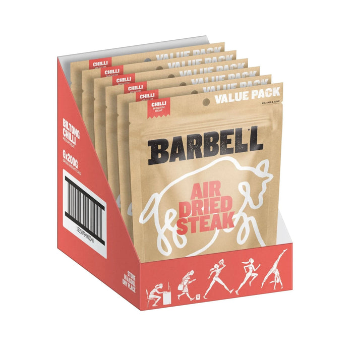 Air Dried Steak - Chilli - 200g - 6 Pack - Barbell Foods