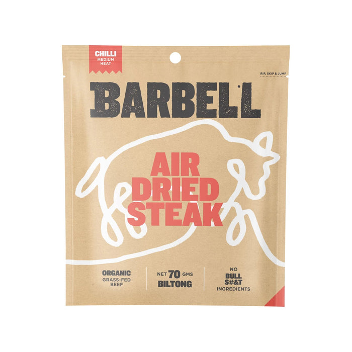 Air Dried Steak - Chilli - 70g - 12 Pack - Barbell Foods