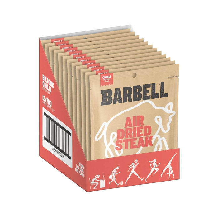 Air Dried Steak - Chilli - 70g - 12 Pack - Barbell Foods