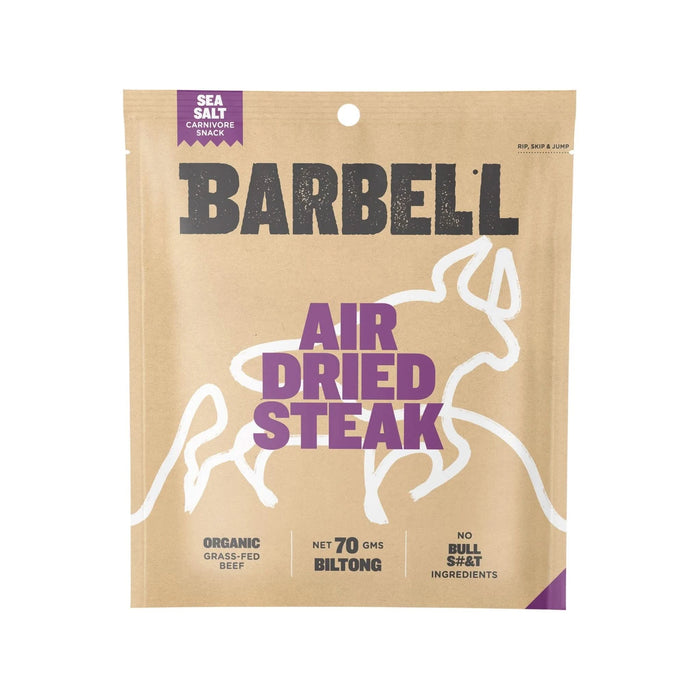 Air Dried Steak - Sea Salt - 70g - 12 Pack - Barbell Foods