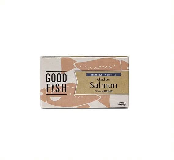 Alaskan Salmon Fillets in Brine - 120g Can x 10 - Good Fish