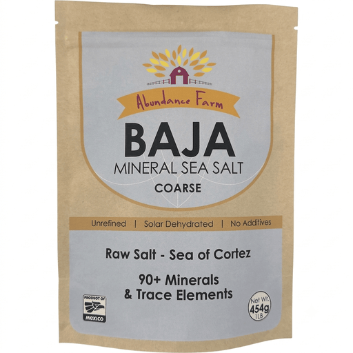 Package of Abundance Farm Baja Mineral Sea Salt Coarse on a white background