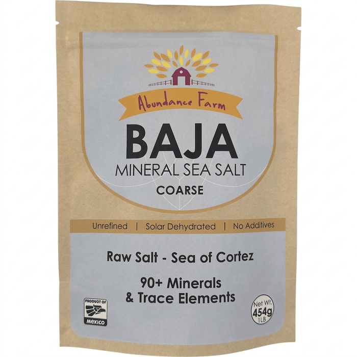 Package of Abundance Farm Baja Mineral Sea Salt Coarse on a white background
