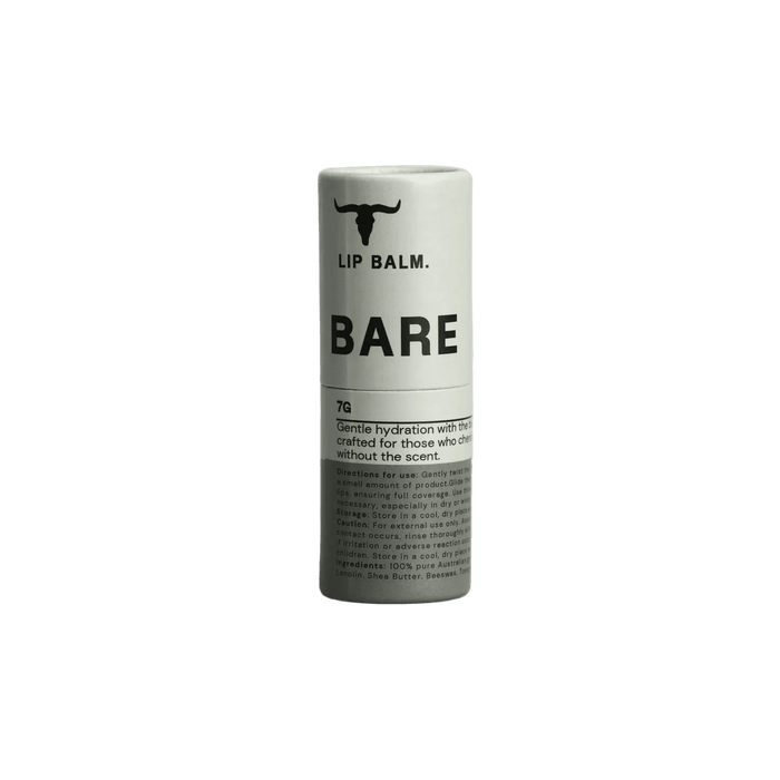 Bare Lip Balm - 7g by Bare Bones Beauty, natural unscented lip balm for gentle hydration and sensitive skin care.