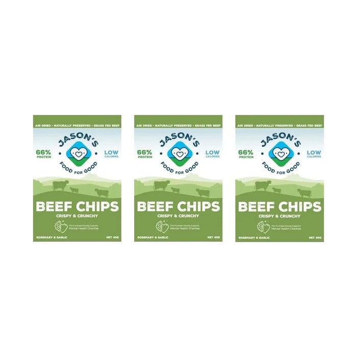 Beef Chips – Rosemary & Garlic - 3x40g - Jason's Food For Good