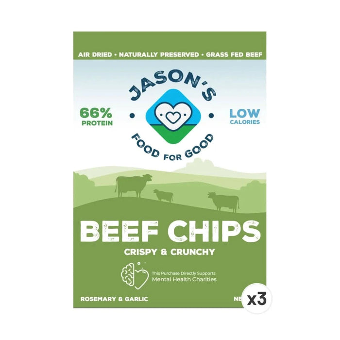Beef Chips – Rosemary & Garlic - 3x40g - Jason's Food For Good
