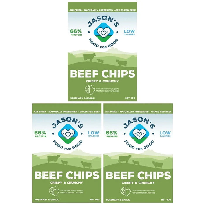 Beef Chips – Rosemary & Garlic - 3x40g - Jason's Food For Good