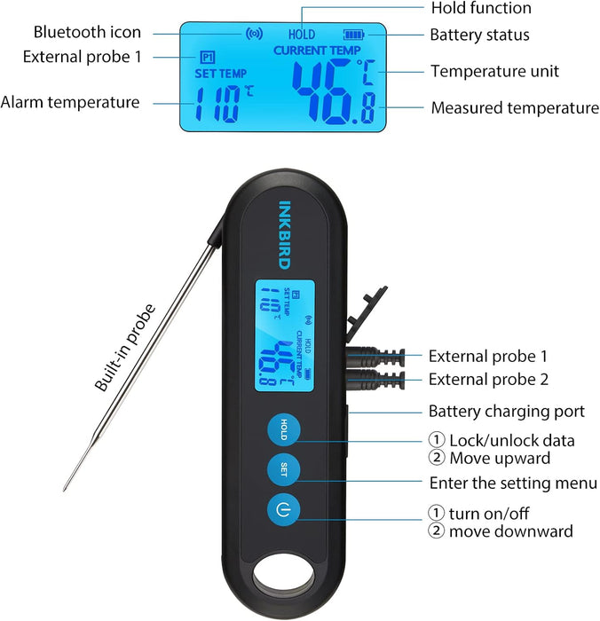 Bluetooth Digital Meat Thermometer With External Probes - Yo Keto