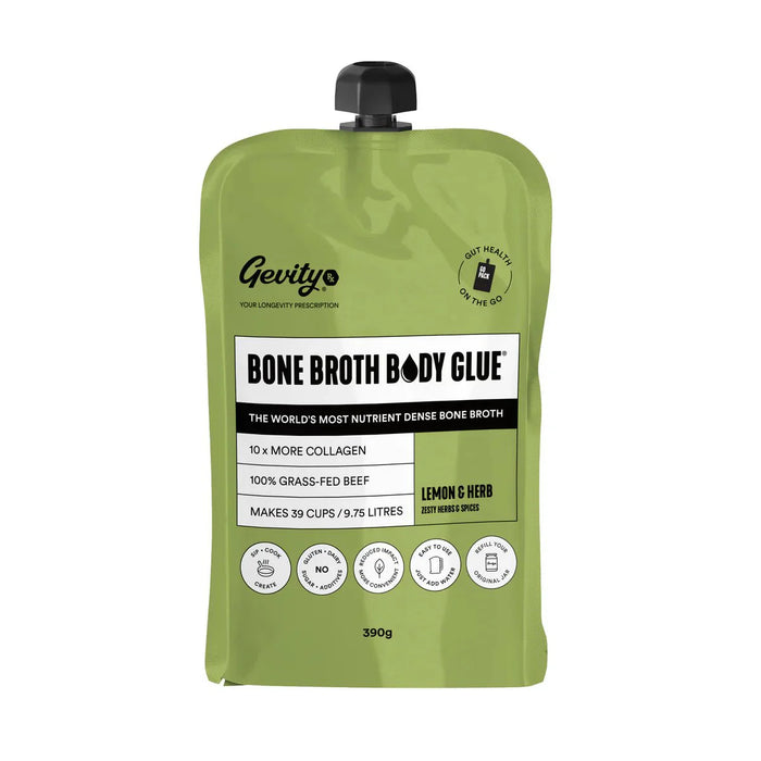 Bone Broth Body Glue - Lemon - 390g Pouch - Carnivore Store