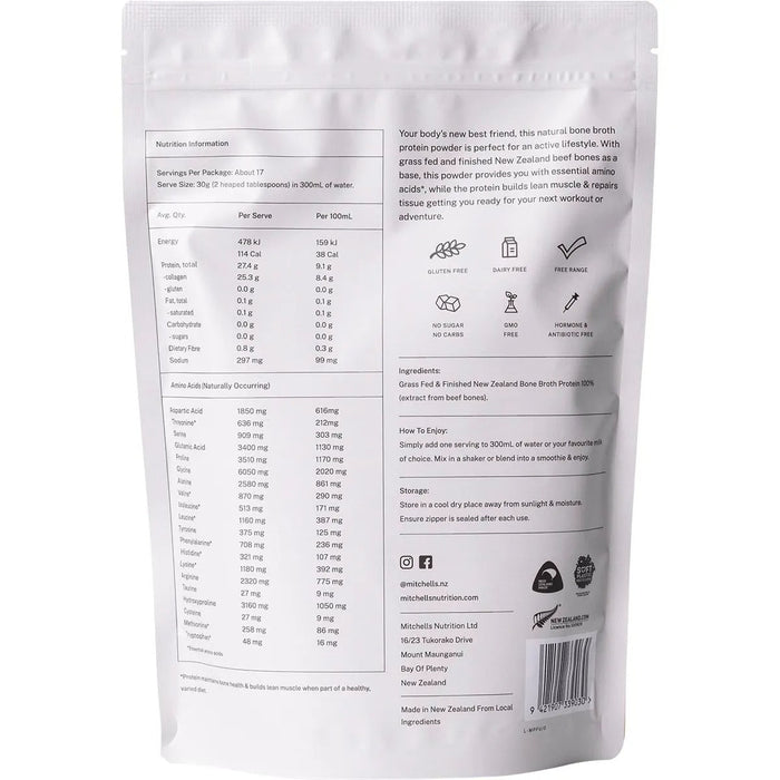 Bone Broth Protein Powder Unflavoured - 500g - Carnivore Store