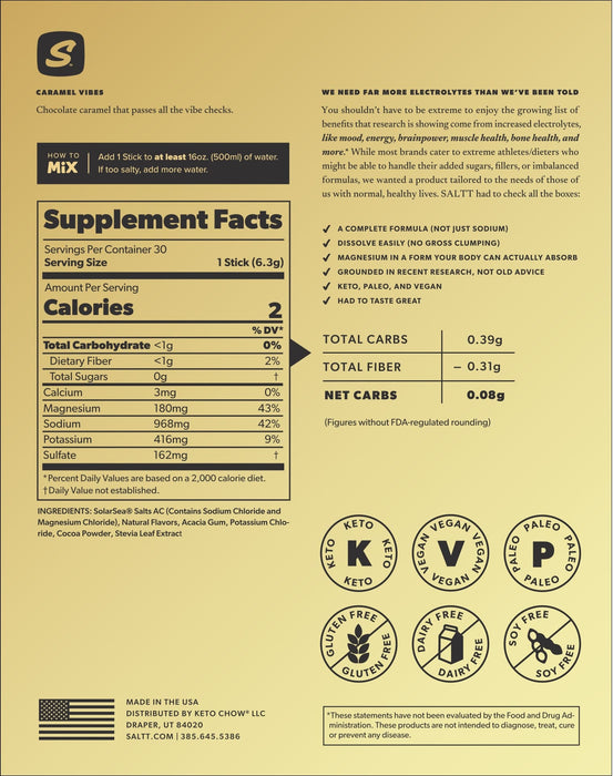 Caramel Vibes Electrolyte Drink Mix - 30 Sticks - Carnivore Store