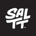 SALTT logo in bold white script on black background representing Blue Slushies - 30 Sticks electrolyte drink mix by SALTT