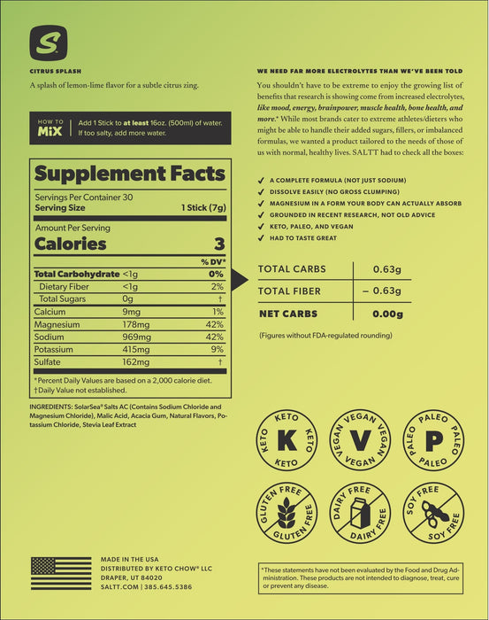 Citrus Splash Electrolyte Drink Mix - 30 Sticks - Carnivore Store