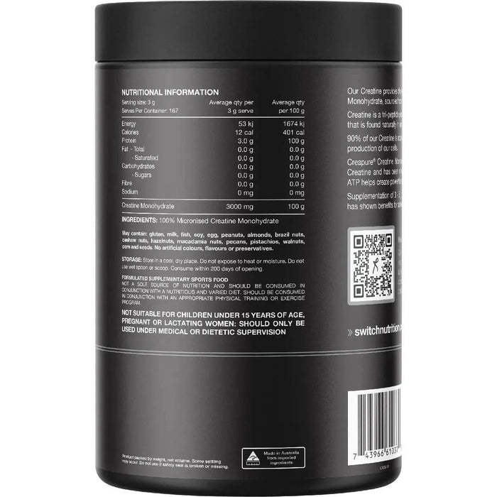 Creatine Perform - 100% Pure Creapure - 500g - Switch Nutrition