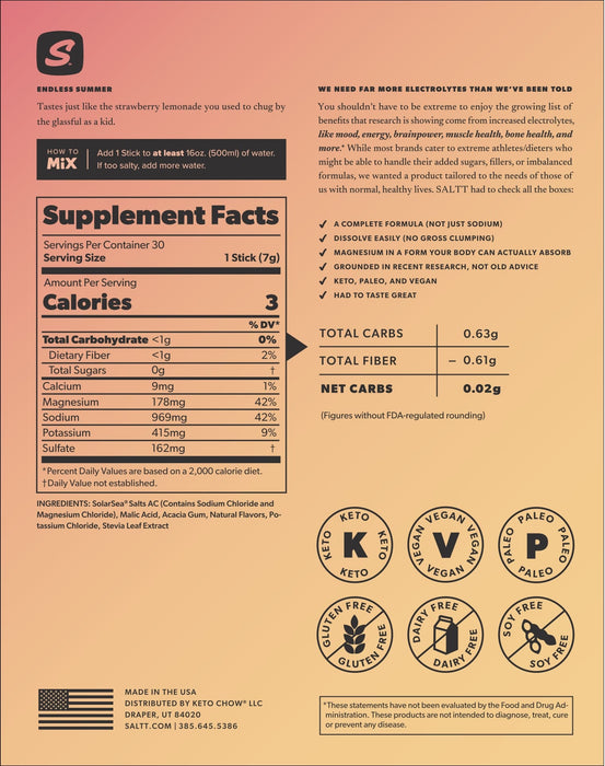 Endless Summer Electrolyte Drink Mix - 30 Sticks - Carnivore Store