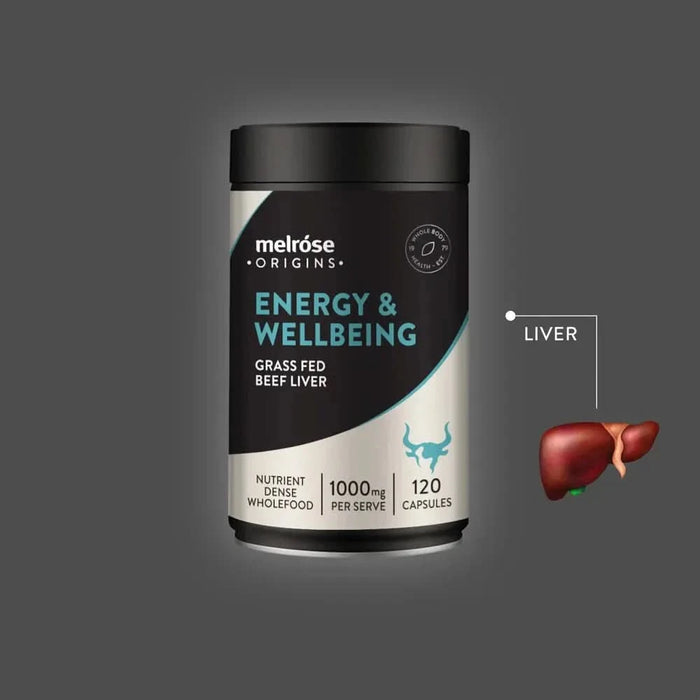 Energy & Wellbeing - Grass Fed Beef Liver (120 capsules) - Best Before 31 May 2025 - Melrose