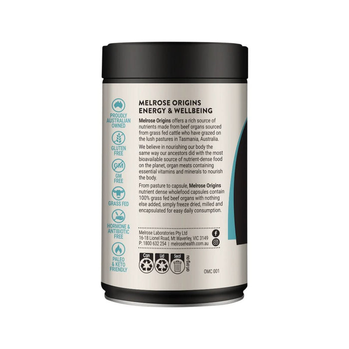 Energy & Wellbeing - Grass Fed Beef Liver (120 capsules) - Best Before 31 May 2025 - Melrose