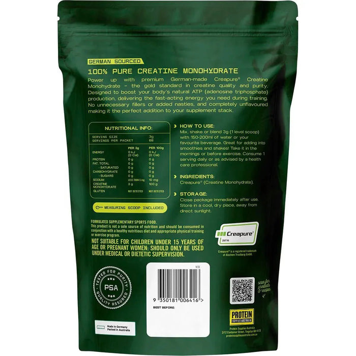 German Sourced Creatine Monohydrate - Creapure® - 200g - Protein Supplies Australia