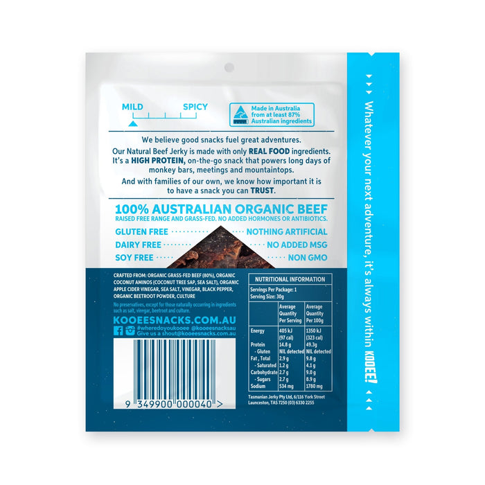 Grass Fed Beef Jerky - Sea Salt x 10 - KOOEE!