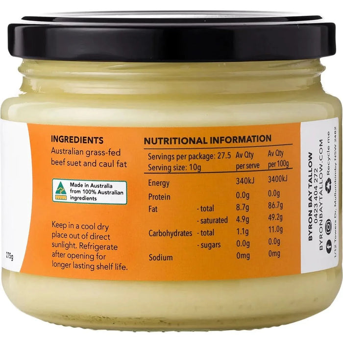 Grass Fed Beef Tallow - 275g - BYRON BAY TALLOW