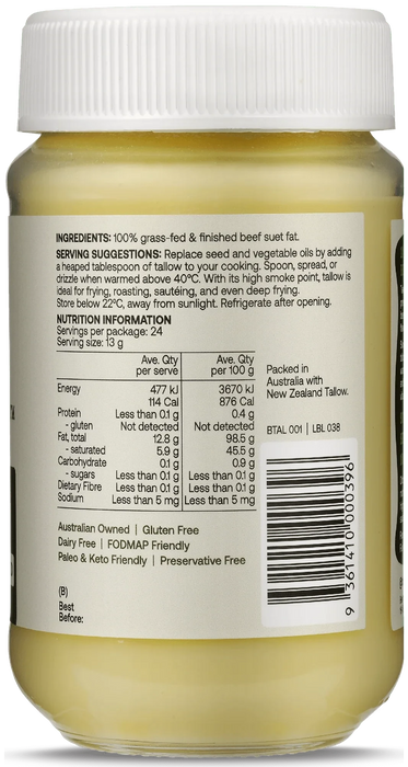 Grass Fed & Finished Beef Tallow - 320g - Best Of The Bone