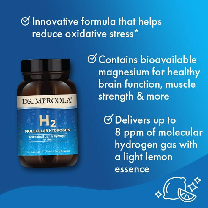 H2 Molecular Hydrogen - 80 mg - 90 Tablets - Dr. Mercola