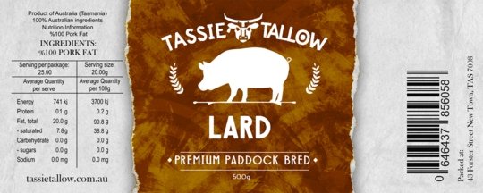 Lard - Premium Paddock Bred - Carnivore Store