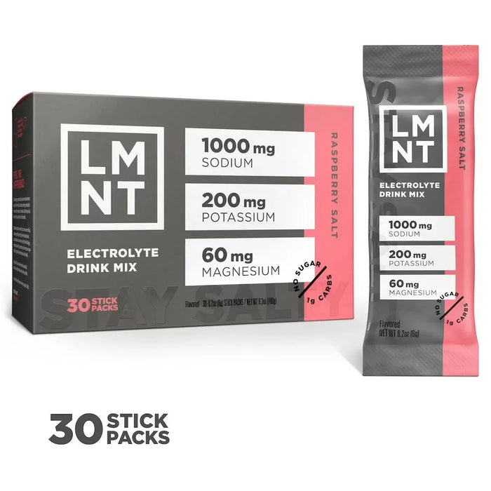 LMNT Raspberry Salt Electrolyte Mix - 30 Ct