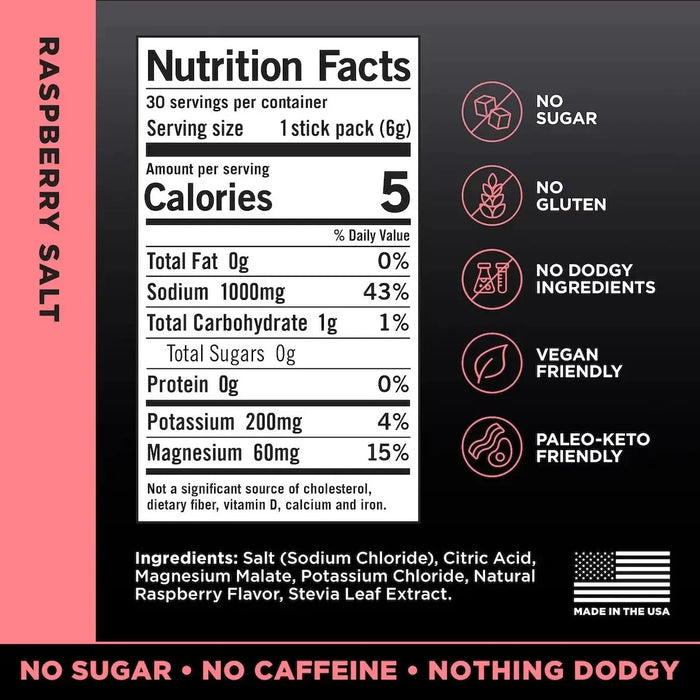 LMNT Raspberry Salt Electrolyte Mix - 30 Ct