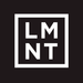 LMNT logo in white letters inside a square on black background representing LMNT Chocolate Salt Electrolyte Mix - 30 Sticks