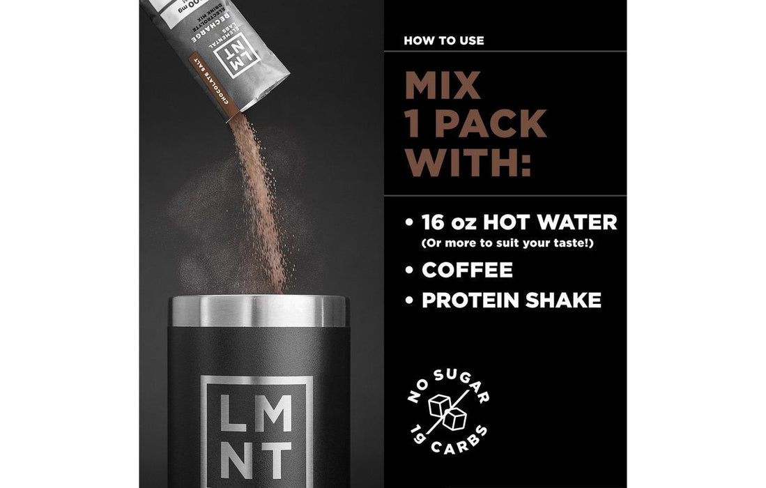 LMNT RECHARGE - Chocolate Salt Electrolyte Mix - Yo Keto