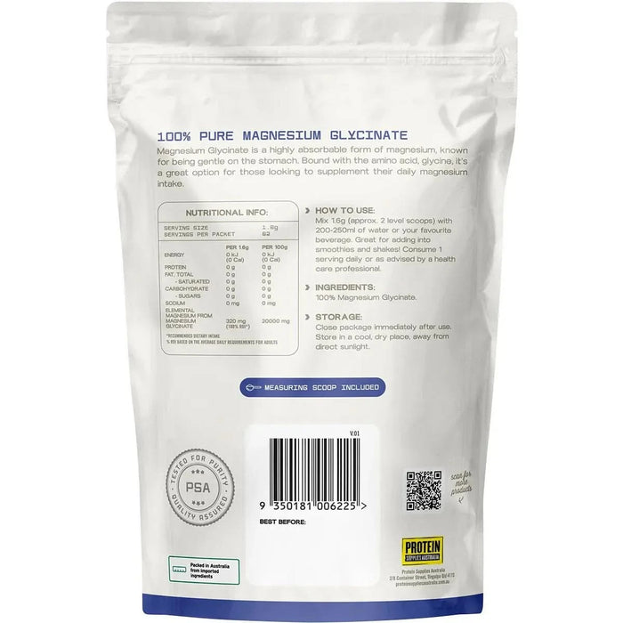 Magnesium Glycinate - 100% Pure - 100g - Protein Supplies Australia