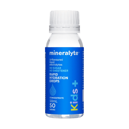 Mineralyte Kids+ unflavoured liquid electrolyte drops, 50 mL bottle