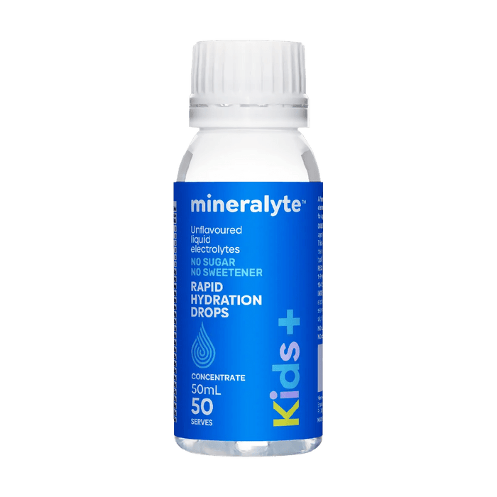 Mineralyte Kids+ unflavoured liquid electrolyte drops, 50 mL bottle