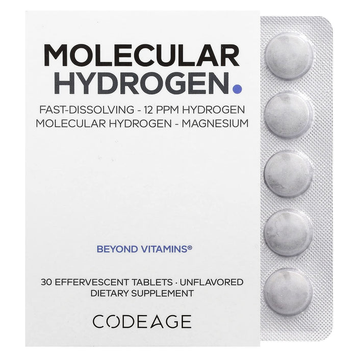 Molecular Hydrogen - Unflavored - 80 mg - 30 Tablets - Codeage