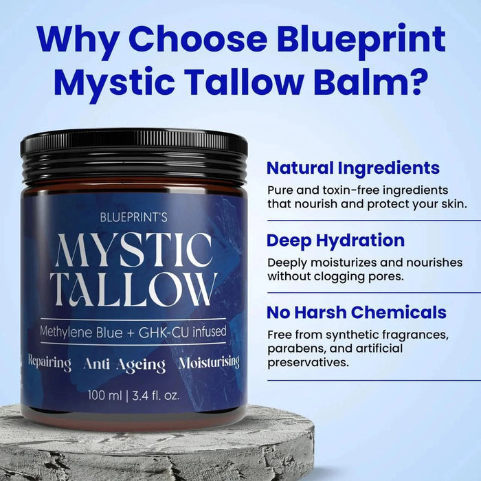 Mystic Tallow Balm - Methylene Blue and GHK - Cu Infused - 100ml - Blueprint Vitality