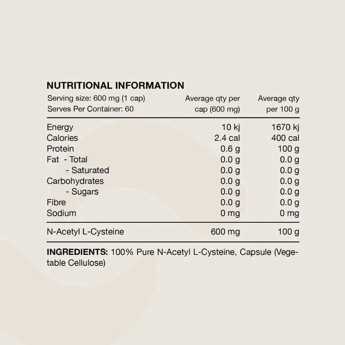 NAC - 100% N - Acetyl L - Cystine - 60 Caps - Switch Nutrition