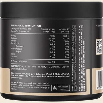 NAC - 100% N - Acetyl L - Cystine - 60 Caps - Yo Keto