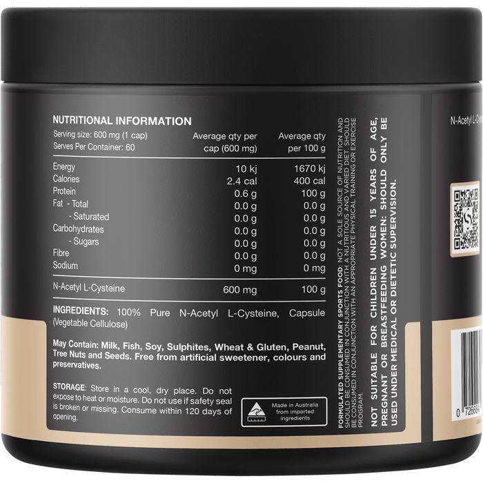 NAC - 100% N - Acetyl L - Cystine - 60 Caps - Switch Nutrition