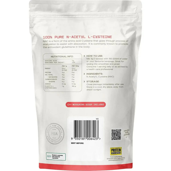 NAC - 100% Pure N - Acetyl L - Cysteine - 100g - Protein Supplies Australia