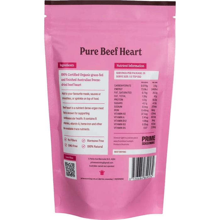 Organic Pure Freeze Dried Beef Heart Powder - 100g - Carnivore Store