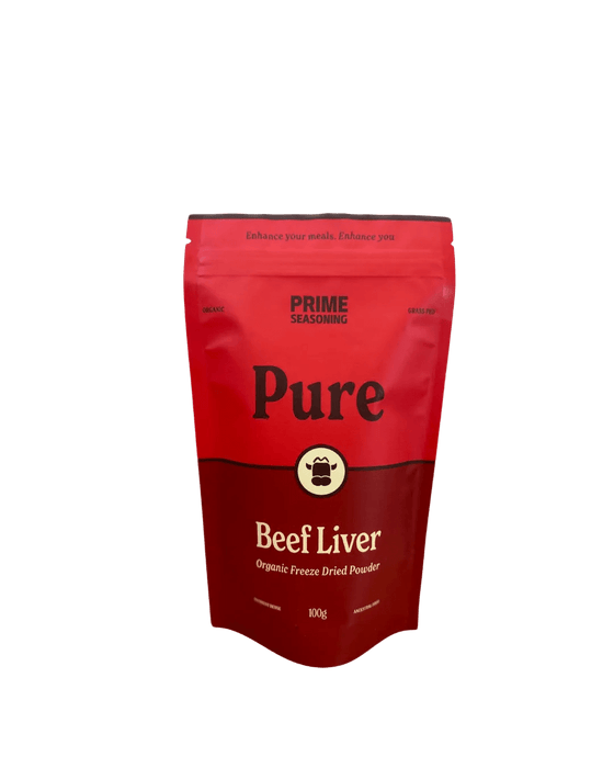 Prime Seasoning Organic Pure Freeze Dried Beef Liver Powder - 100g pouch for Keto and Low Carb diets